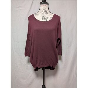 Express Women's Burgundy High Low 3/4 Sleeve Sweater Side Zipper New Size‎ XS